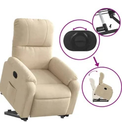 vidaXL Sillas-Sillón reclinable elevable tela de microfibra color
