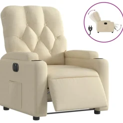 vidaXL Sillón reclinable eléctrico de tela Crema New