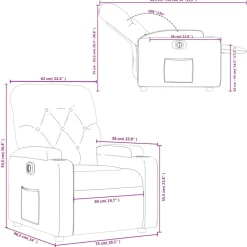 vidaXL Sillón reclinable eléctrico de tela Crema New