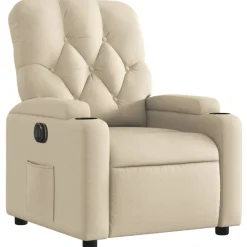 vidaXL Sillón reclinable eléctrico de tela Crema New