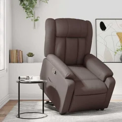 vidaXL Sillas-Sillón reclinable elevable cuero sintético marrón