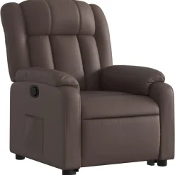 vidaXL Sillas-Sillón reclinable elevable cuero sintético marrón
