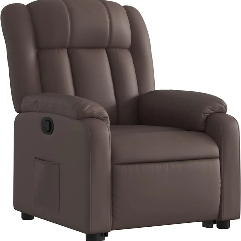 vidaXL Sillas-Sillón reclinable elevable cuero sintético marrón
