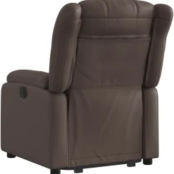 vidaXL Sillas-Sillón reclinable elevable cuero sintético marrón