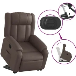 vidaXL Sillas-Sillón reclinable elevable cuero sintético marrón