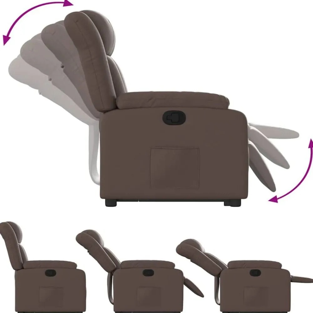 vidaXL Sillas-Sillón reclinable elevable cuero sintético marrón