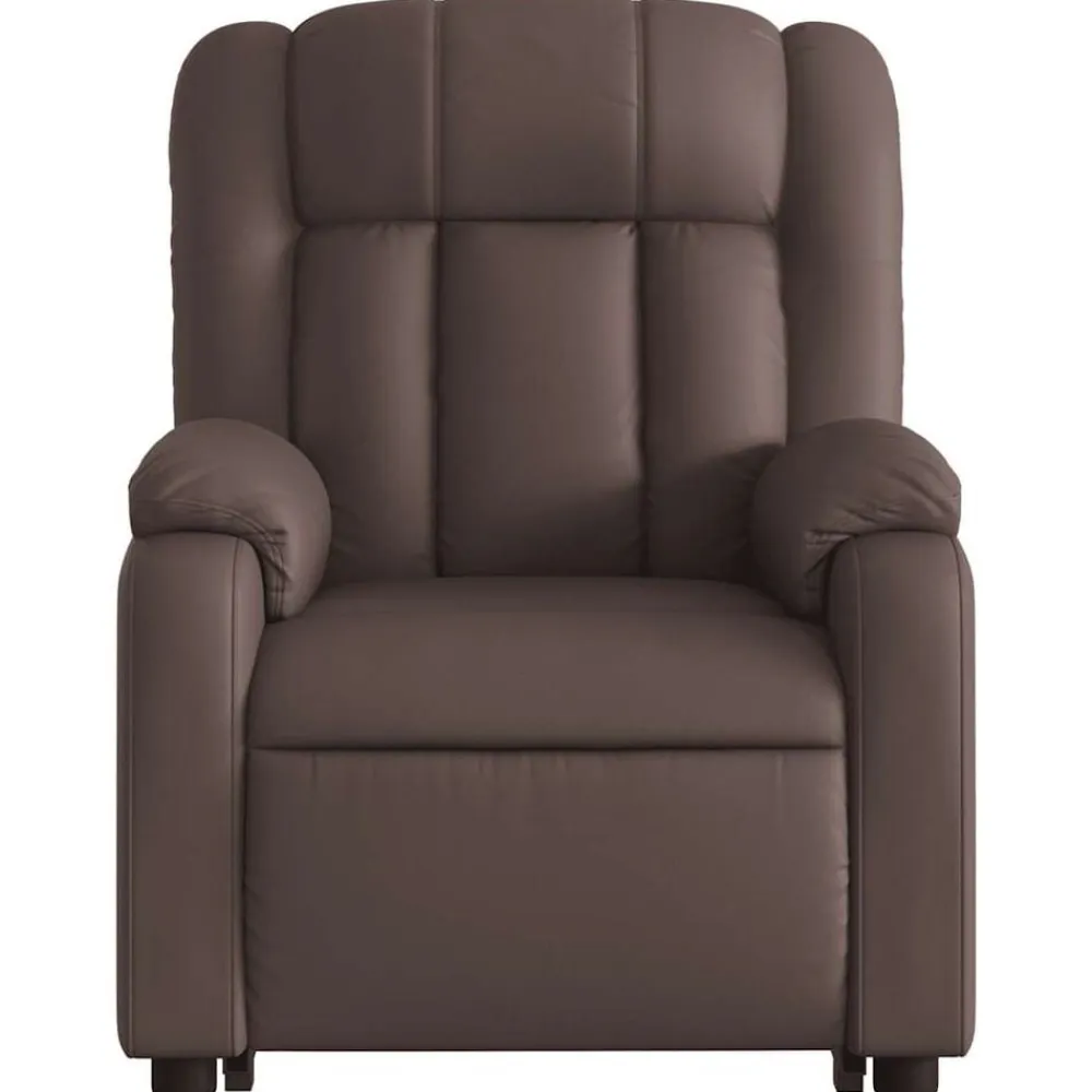 vidaXL Sillas-Sillón reclinable elevable cuero sintético marrón