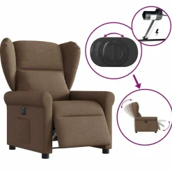 vidaXL Sillón reclinable eléctrico de tela marrón Marr&oacute;n