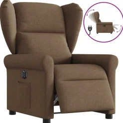vidaXL Sillón reclinable eléctrico de tela marrón Marr&oacute;n