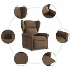vidaXL Sillón reclinable eléctrico de tela marrón Marr&oacute;n