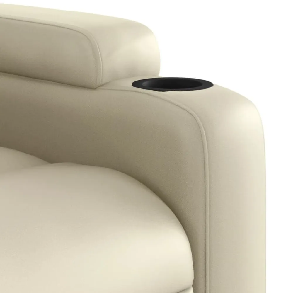 vidaXL Sillón reclinable elevable cuero artificial color Crema Clearance