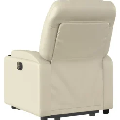 vidaXL Sillón reclinable elevable cuero artificial color Crema Clearance