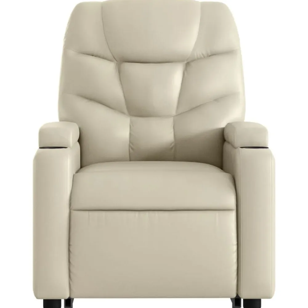 vidaXL Sillón reclinable elevable cuero artificial color Crema Clearance