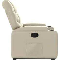 vidaXL Sillón reclinable elevable cuero artificial color Crema Clearance