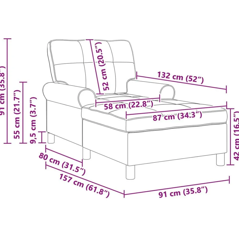 vidaXL Sillas-Sillón reclinable 91 x 157 x 91 cm Terciopelo