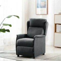 vidaXL Sillón reclinable 66.5 x 94 x 101.5 cm Poliéster Gris oscuro Outlet