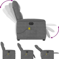 vidaXL Sillas-Sillón reclinable masaje eléctrico tela microfibra