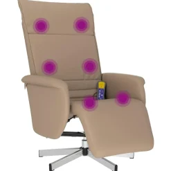 vidaXL Sillón reclinable masaje reposapiés cuero sintético Capuchino Hot