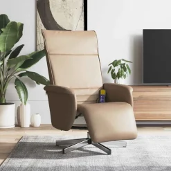 vidaXL Sillón reclinable masaje reposapiés cuero sintético Capuchino Hot