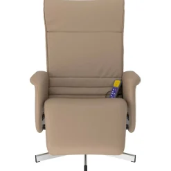 vidaXL Sillón reclinable masaje reposapiés cuero sintético Capuchino Hot