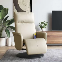 vidaXL Sillas-Sillón reclinable masaje con reposapiés cuero sintético
