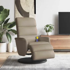 vidaXL Sillón reclinable masaje reposapiés cuero sintético Capuchino Hot