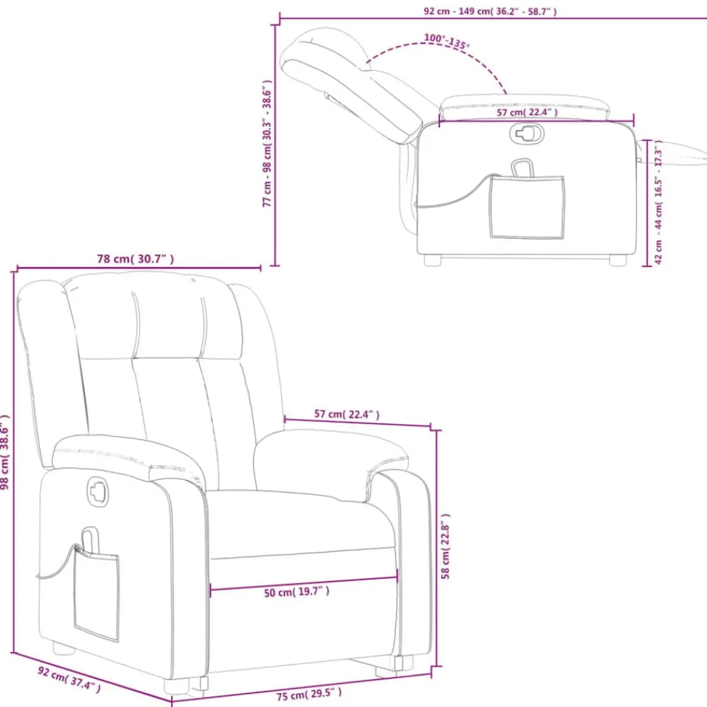 vidaXL Sillón reclinable masaje pie cuero artificial color Capuchino Clearance