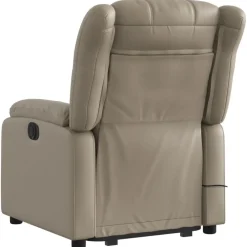 vidaXL Sillón reclinable masaje pie cuero artificial color Capuchino Clearance