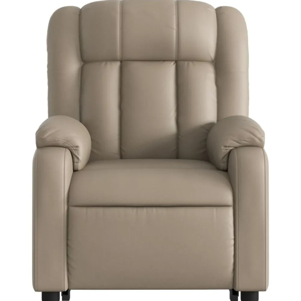 vidaXL Sillón reclinable masaje pie cuero artificial color Capuchino Clearance