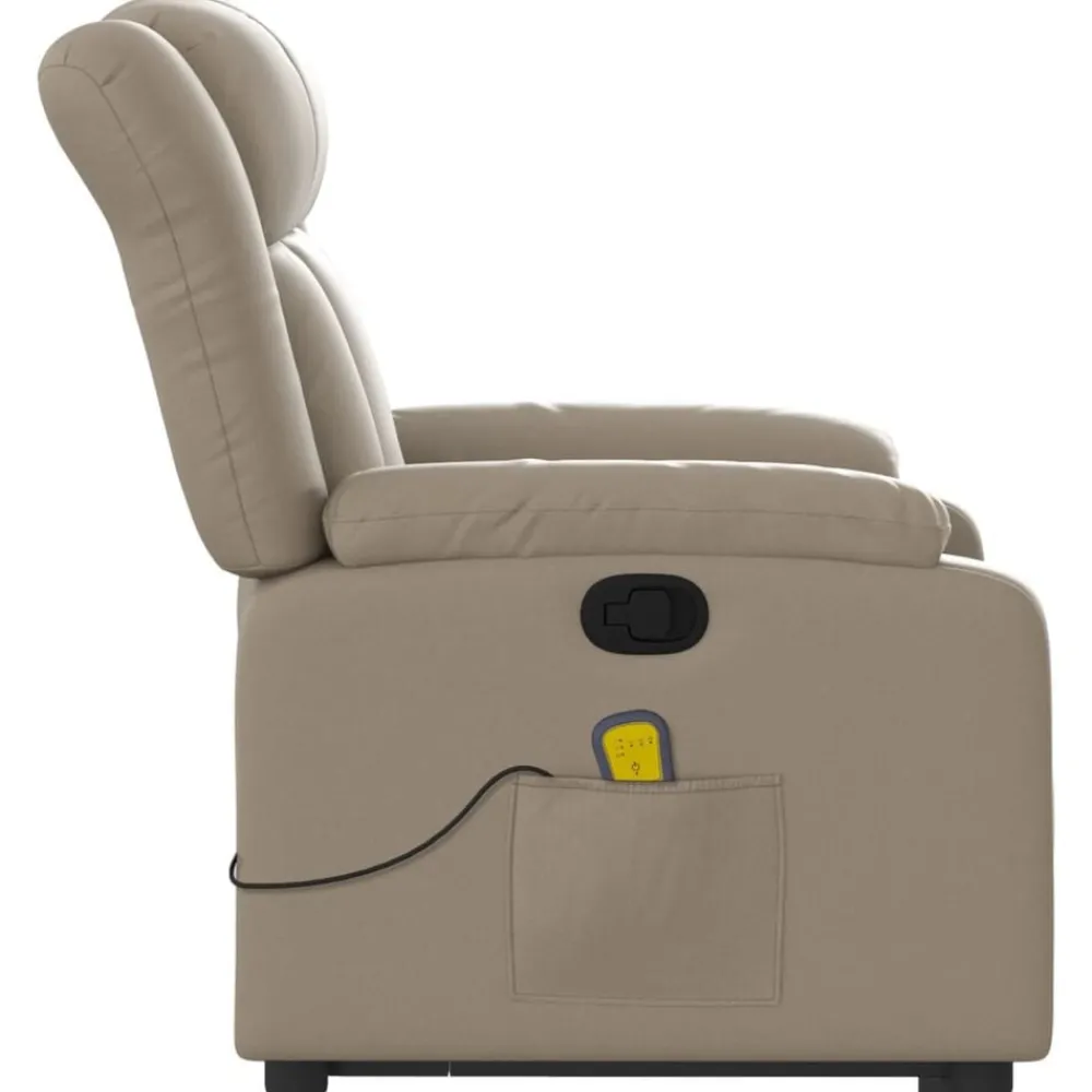 vidaXL Sillón reclinable masaje pie cuero artificial color Capuchino Clearance