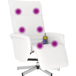 vidaXL Sillas-Sillón reclinable masaje con reposapiés cuero sintético