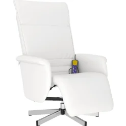 vidaXL Sillas-Sillón reclinable masaje con reposapiés cuero sintético