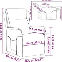 vidaXL Sillas-Sillón reclinable 66.5 x 94 x 101.5 cm Poliéster