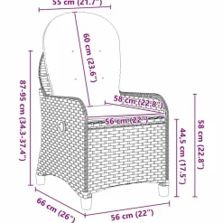 vidaXL Muebles De Jardín-Sillón reclinable 56 x 66 x 95 cm ratán sintético