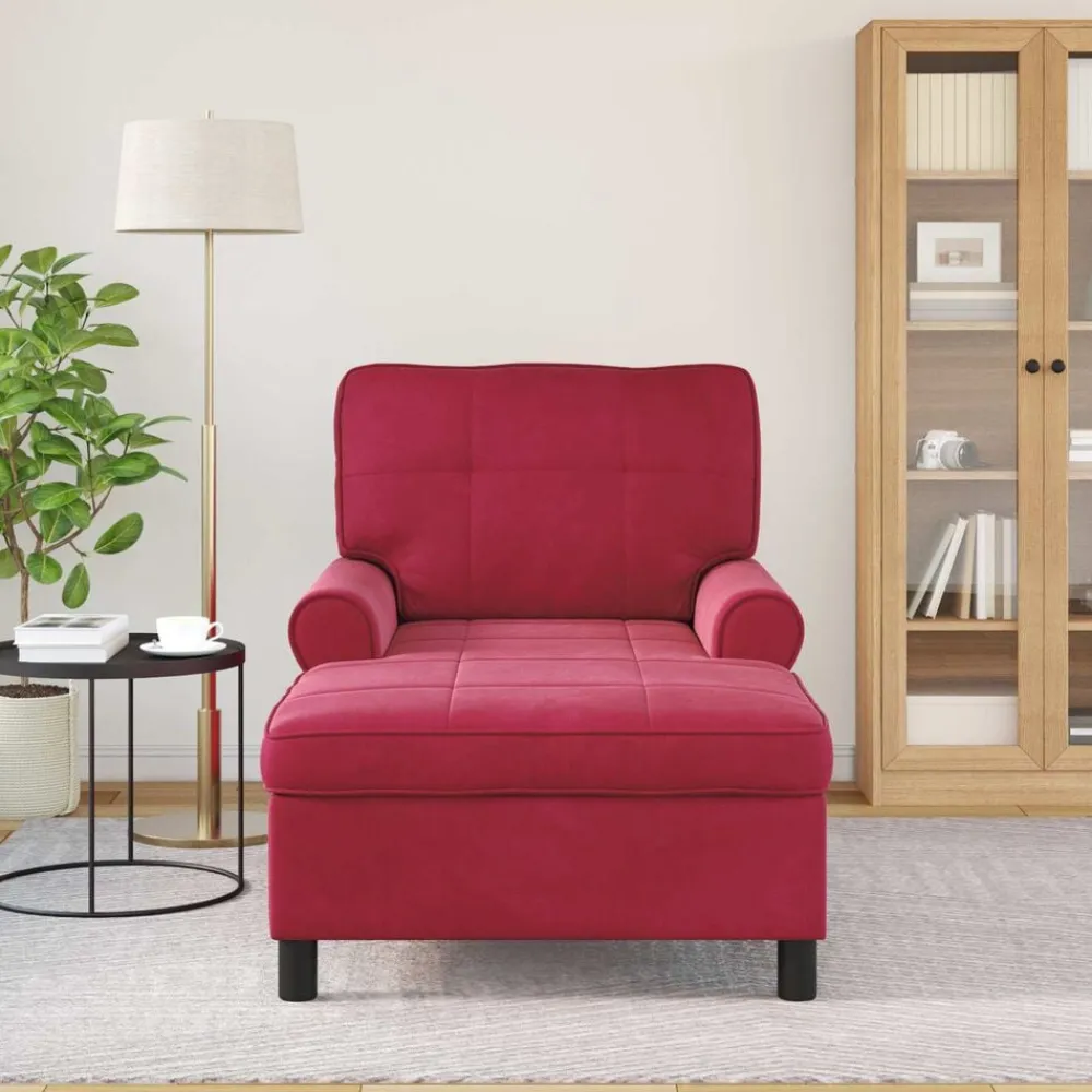 vidaXL Sillón reclinable Rojo vino 91 x 157 x 91 cm Terciopelo Rojo vino tinto Outlet