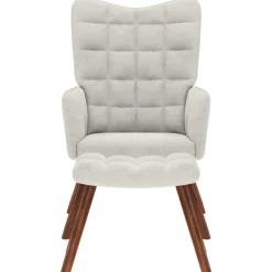 vidaXL Sillón relajante con taburete de terciopelo color Crema Clearance