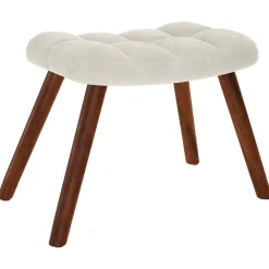 vidaXL Sillón relajante con taburete de terciopelo color Crema Clearance