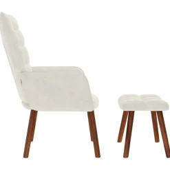 vidaXL Sillón relajante con taburete de terciopelo color Crema Clearance