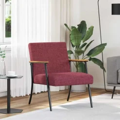 vidaXL Sillas-sillón Rojo vino tela