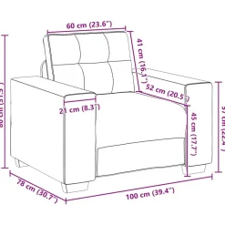 vidaXL Sofás-Sillón sofá 100x78x80 cm terciopelo