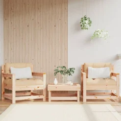 vidaXL Muebles De Jardín-Sillones de jardín con cojines 2 uds madera maciza de pino