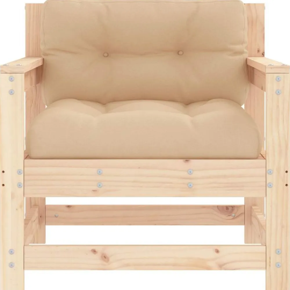 vidaXL Muebles De Jardín-Sillones de jardín con cojines 2 uds madera maciza de pino