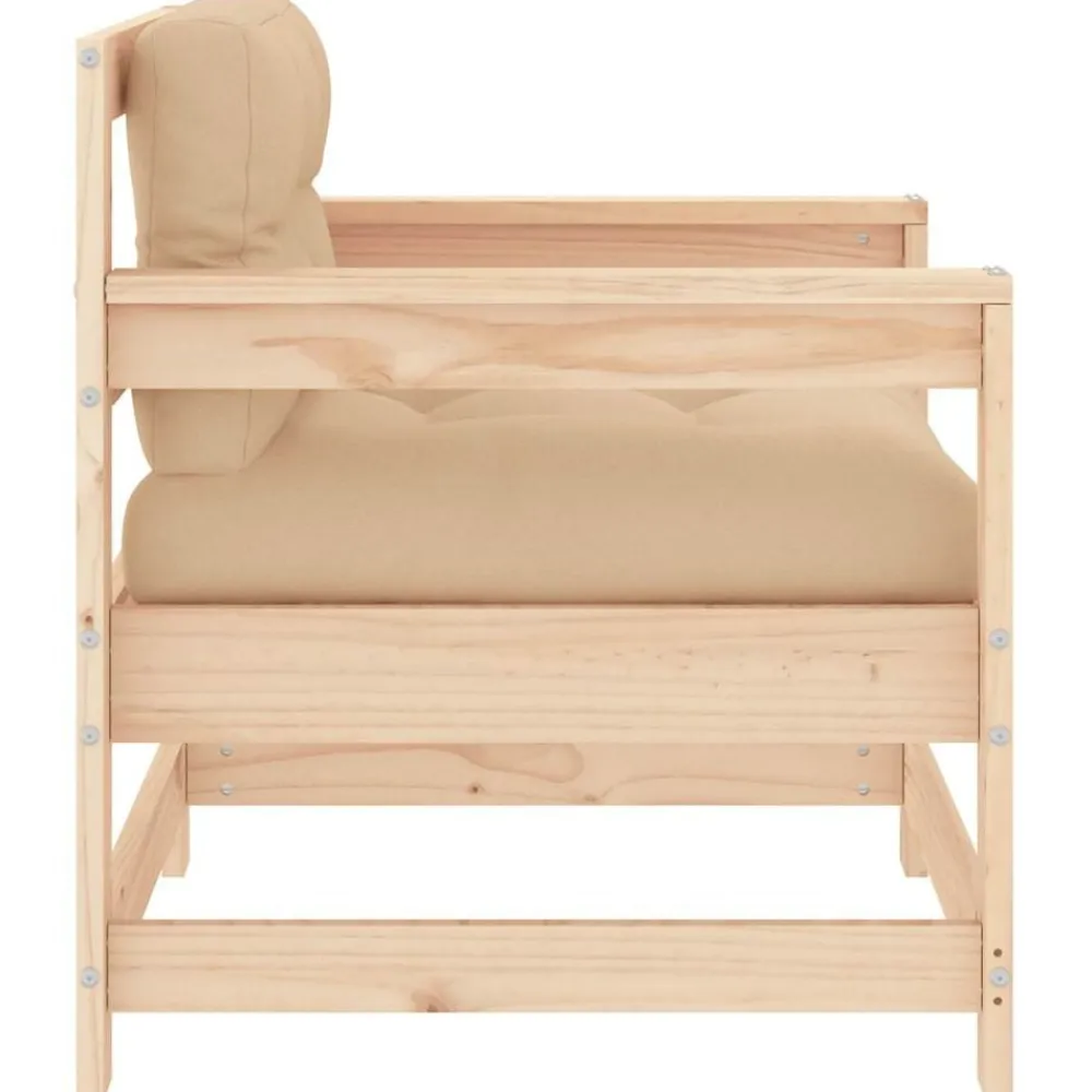 vidaXL Muebles De Jardín-Sillones de jardín con cojines 2 uds madera maciza de pino