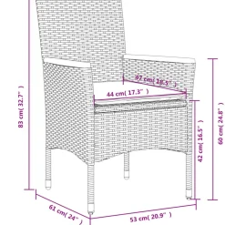 vidaXL Muebles De Jardín-Sillones de jardín con cojines 2 uds ratán sintético