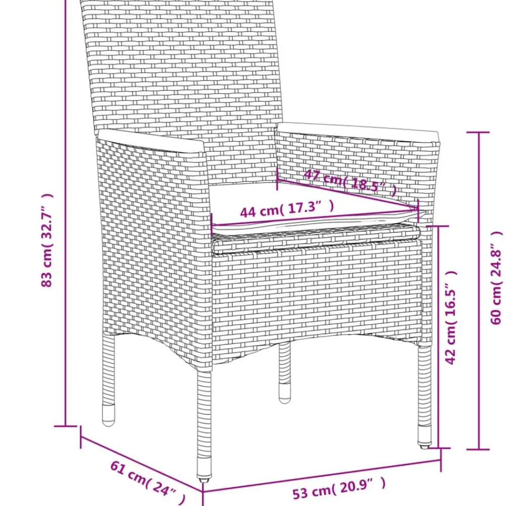 vidaXL Muebles De Jardín-Sillones de jardín con cojines 2 uds ratán sintético