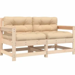 vidaXL Muebles De Jardín-Sillones de jardín con cojines 2 uds madera maciza de pino