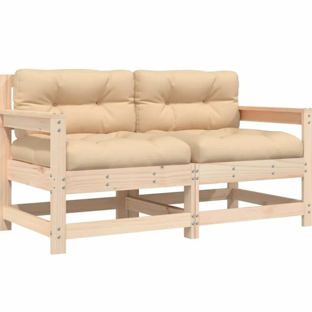 vidaXL Muebles De Jardín-Sillones de jardín con cojines 2 uds madera maciza de pino