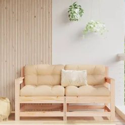 vidaXL Muebles De Jardín-Sillones de jardín con cojines 2 uds madera maciza de pino