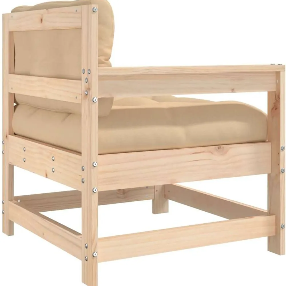 vidaXL Muebles De Jardín-Sillones de jardín con cojines 2 uds madera maciza de pino