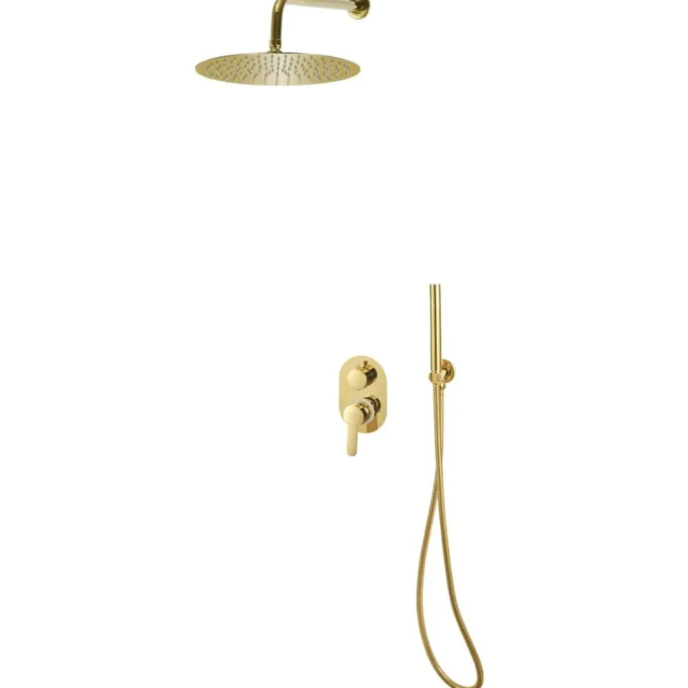 vidaXL Sistema de ducha acero inoxidable 201 Dorado New